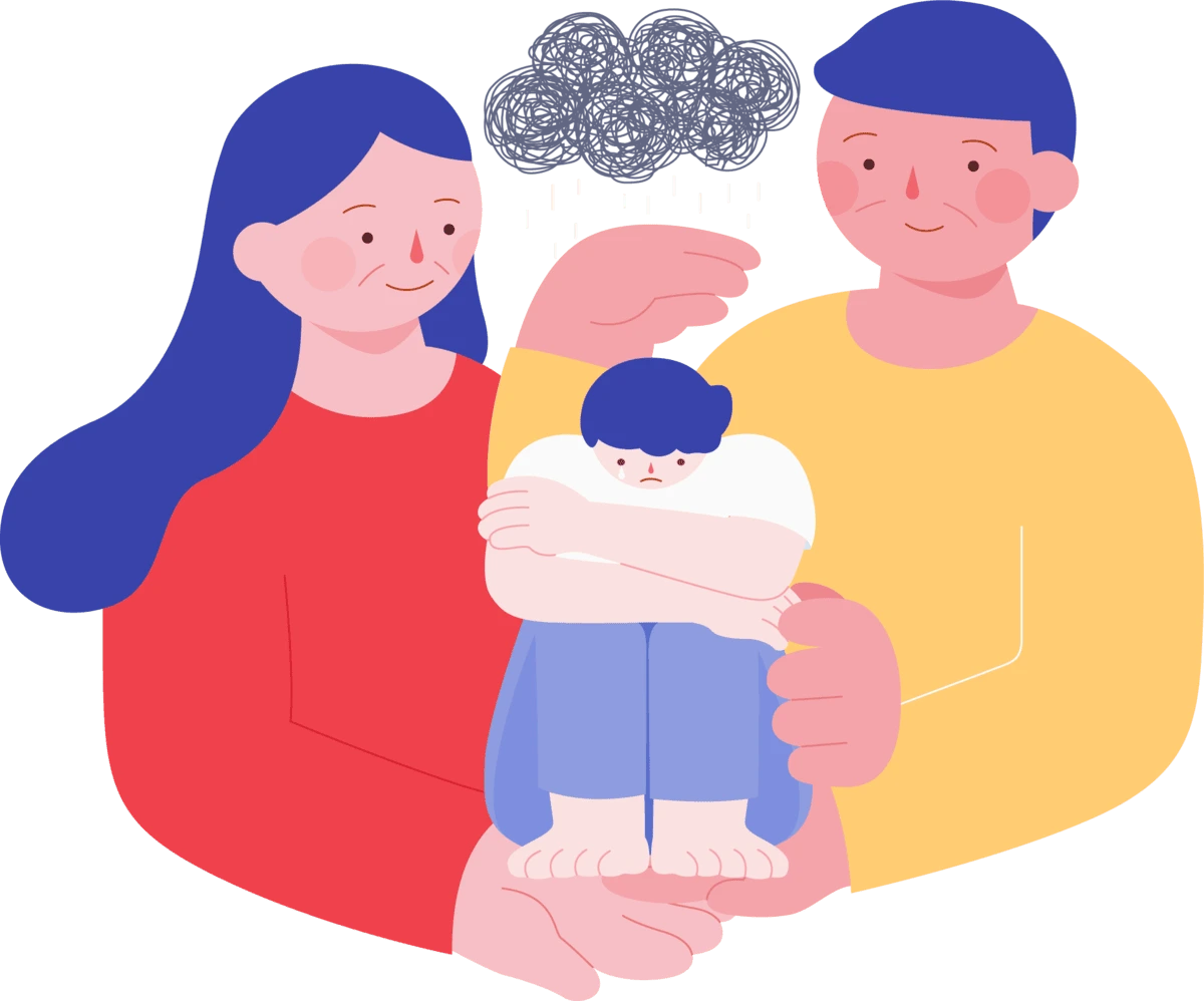 Misdiagnosis of ADHD - parents comforting their child